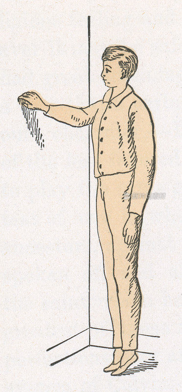 男子展示站立抬高小腿练习- 19世纪
